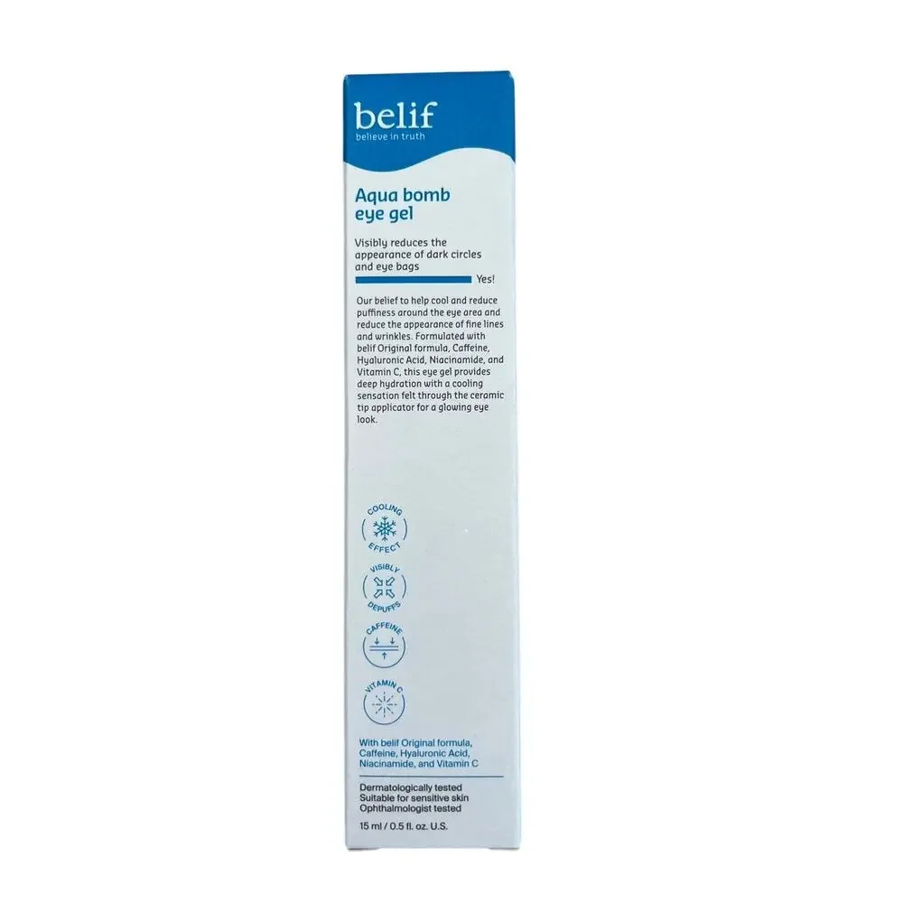 Belif Aqua Bomb Cooling Eye Gel Caffeine/Hyaluronic Dark Circle/Puffiness New